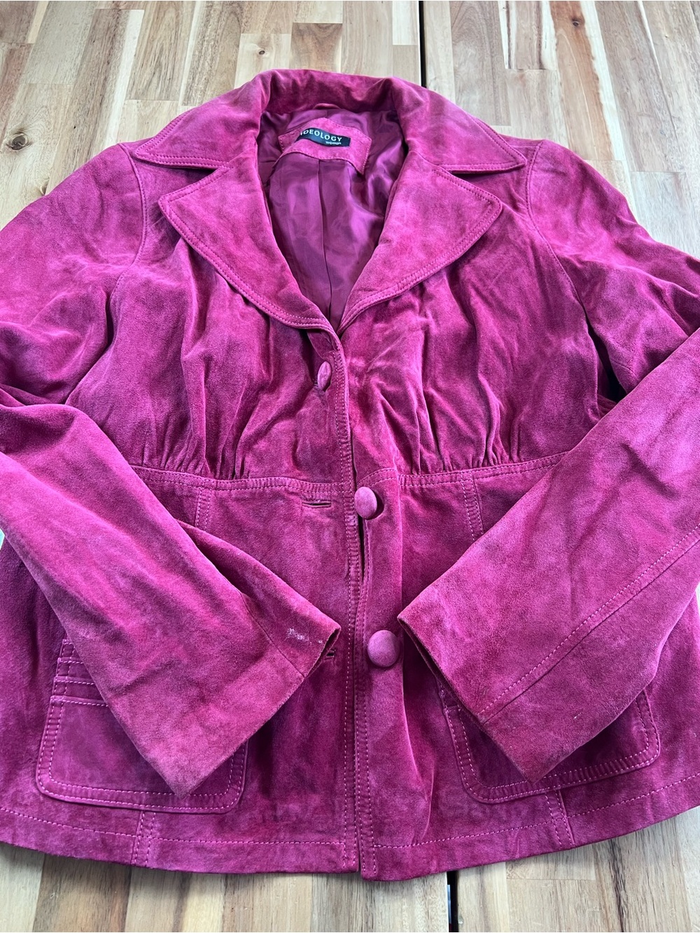 Ideology Pink Faux Suede Jacket Women Button Front Coat No Size Tag